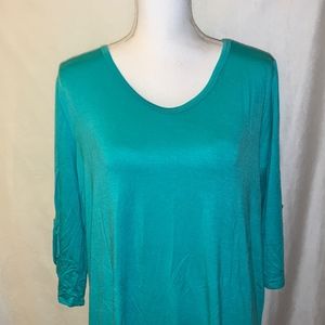 Teal Tunic with 3/4 Gathered Sleeves